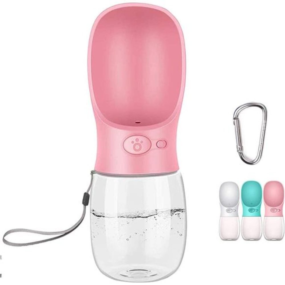 Portable Dog Water Bottle 12/19oz, Puppy Water Dispenser for Walking, Pink
